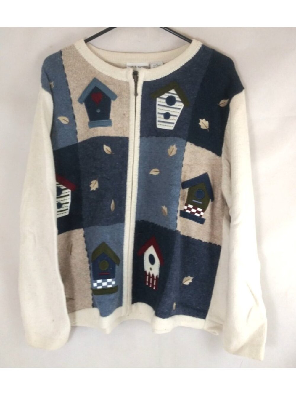 Croft & Barrow Woman Full Zip Cardigan Sweater With Bird House Designs Size 1X